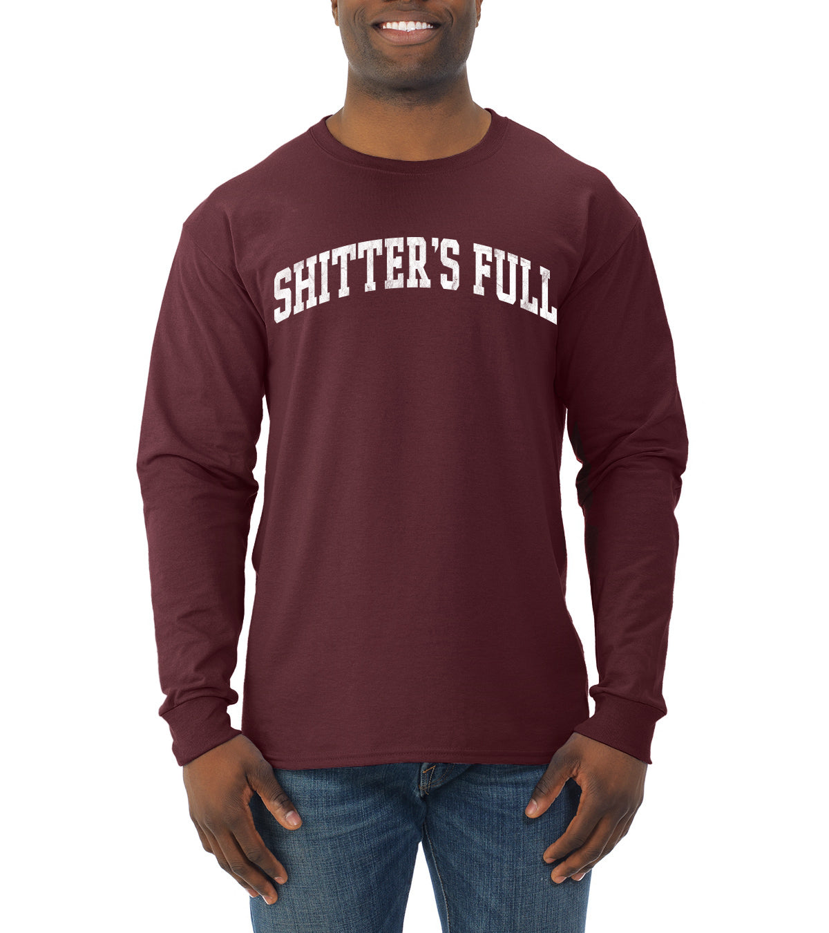 Vintage Movie Quote Shitter's Full, Christmas Gifts, Funny Xmas Gift Idea, Ugly Christmas Sweater Mens Long Sleeve Shirt