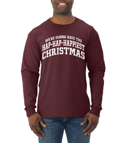 Vintage Movie Quote Hap-Hap-Happiest Christmas, Christmas Gifts, Funny Xmas Gift Idea, Ugly Christmas Sweater Mens Long Sleeve Shirt