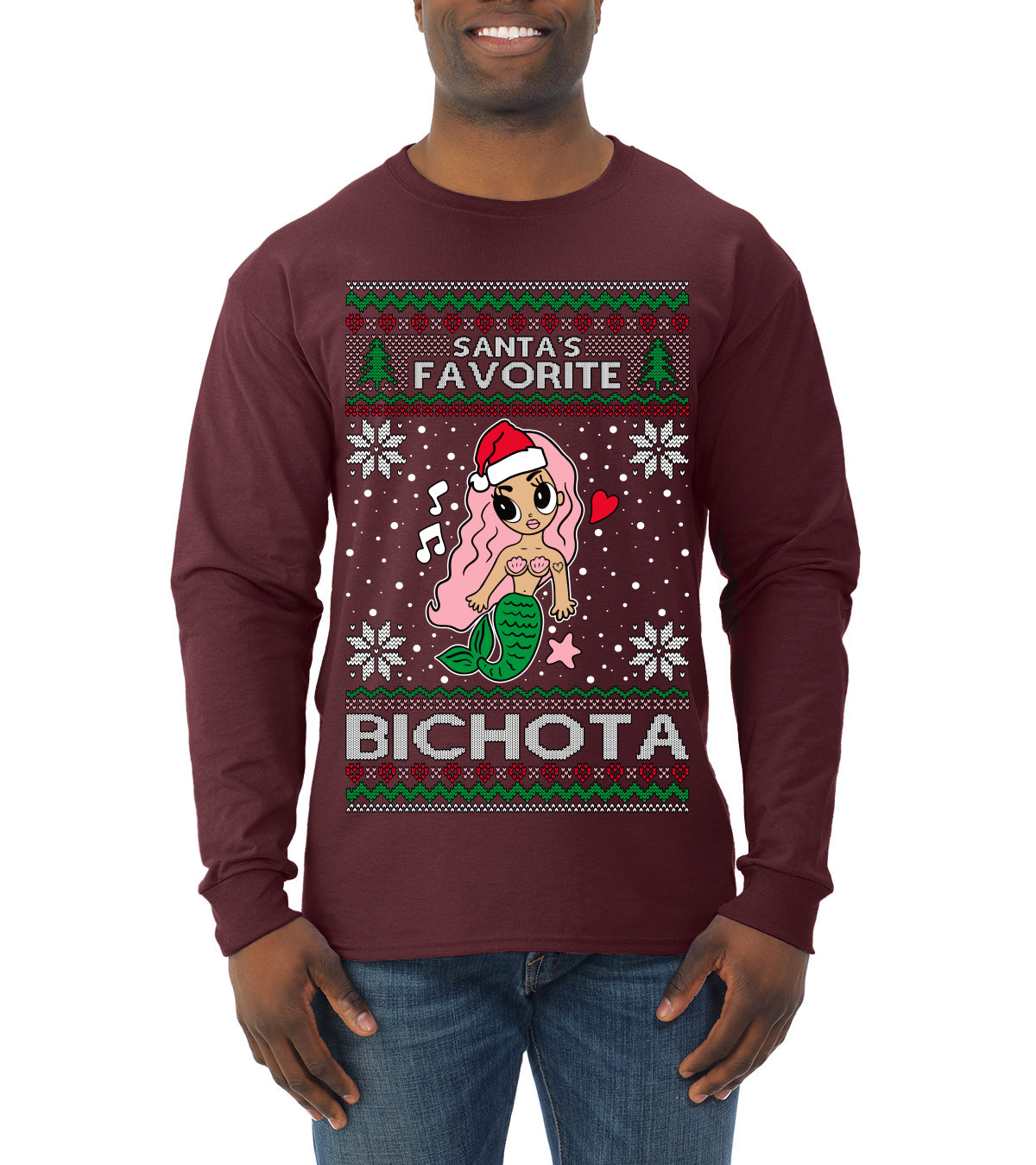 Christmas Karol Santa's Favorite Bichota, Christmas Gifts, Funny Xmas Gift Idea, Ugly Christmas Sweater Mens Long Sleeve Shirt