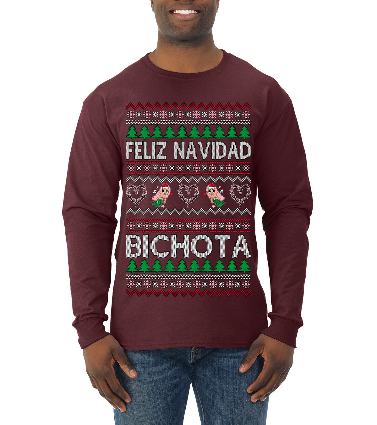 Feliz Navidad Bichota, Christmas Gifts, Funny Xmas Gift Idea, Ugly Christmas Sweater Mens Long Sleeve Shirt