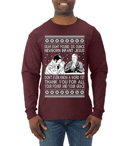 8 Pound 6 Ounce Baby Jesus Shake and Bake, Birthday Jesus,Christmas Gifts, Funny Xmas Gift Idea, Ugly Christmas Sweater Mens Long Sleeve Shirt