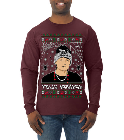 Peso Feliz Navidad Pluma, Feliz Navidad,  Christmas Gifts, Funny Xmas Gift Idea, Ugly Christmas Sweater Mens Long Sleeve Shirt