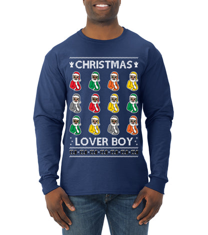 Christmas Lover Boy Funny Santa Rapper, Christmas Gifts, Funny Xmas Gift Idea, Ugly Christmas Sweater Mens Long Sleeve Shirt