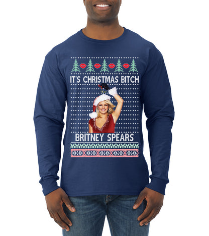 It's Christmas Bitch Britney, Christmas Gifts, Funny Xmas Gift Idea, Ugly Christmas  Mens Long Sleeve Shirt