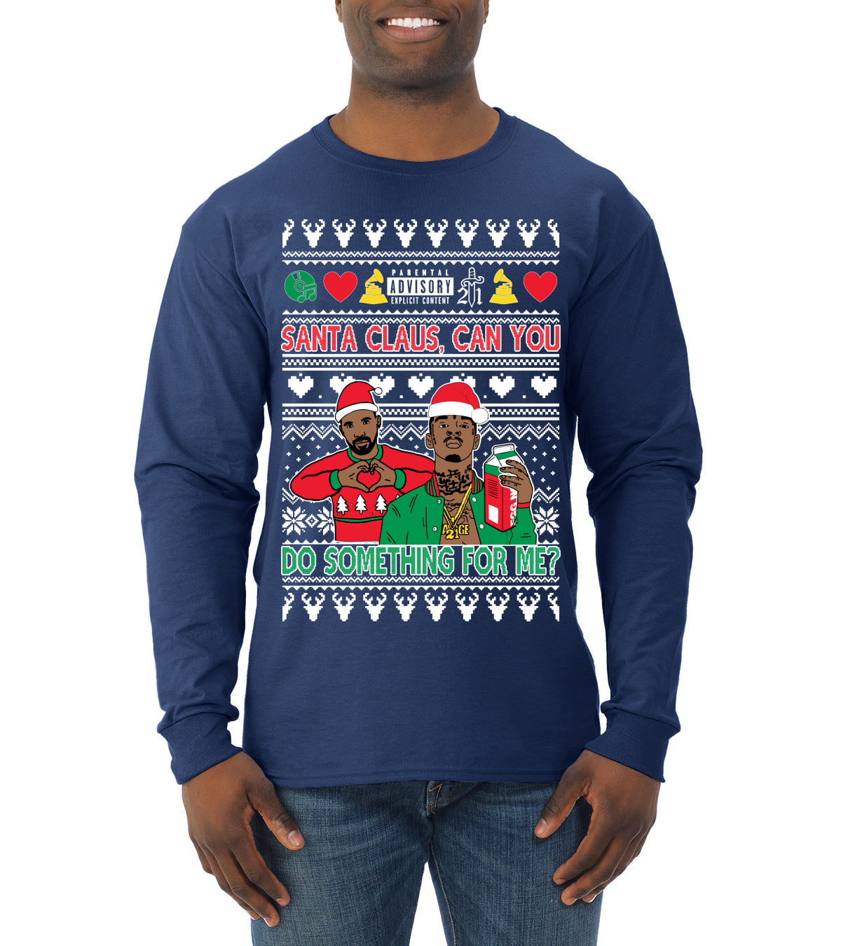 Santa Claus, Can You Do Something For Me? ,Christmas Gifts, Funny Xmas Gift Idea, Ugly Christmas Sweater Mens Long Sleeve Shirt