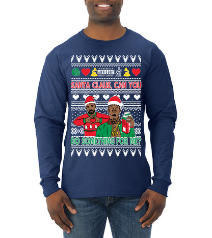 Santa Claus, Can You Do Something For Me? ,Christmas Gifts, Funny Xmas Gift Idea, Ugly Christmas Sweater Mens Long Sleeve Shirt