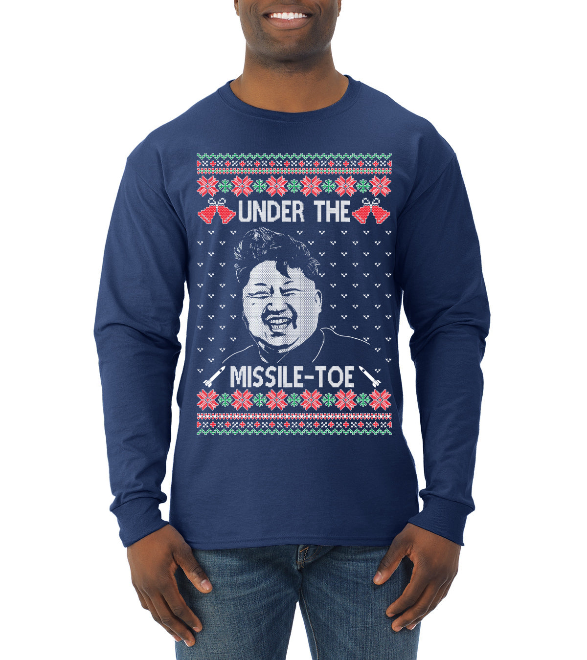 Under The Missle Toe ,Christmas Gifts, Funny Xmas Gift Idea, Ugly Christmas Sweater Mens Long Sleeve Shirt