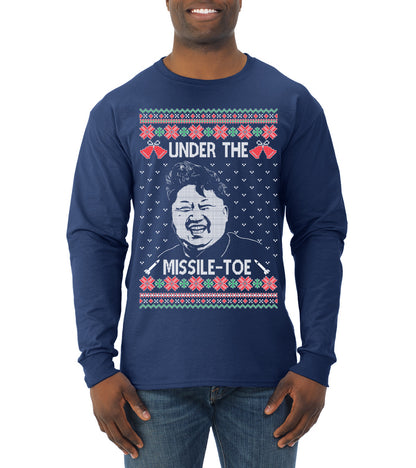 Under The Missle Toe ,Christmas Gifts, Funny Xmas Gift Idea, Ugly Christmas Sweater Mens Long Sleeve Shirt
