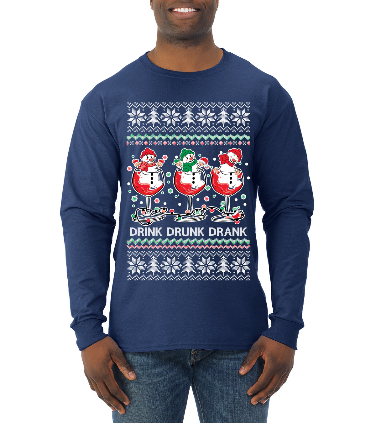Holiday Spirits Drink Drank Drunk Snowmen, Christmas Gifts, Funny Xmas Gift Idea, Ugly Christmas  Mens Long Sleeve Shirt
