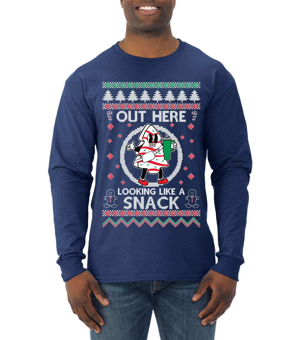 Out Here Looking Like A Snack Cookie, Funny Christmas, Christmas Gifts, Funny Xmas Gift Idea, Ugly Christmas  Mens Long Sleeve Shirt