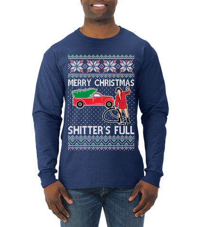 Cousin Eddie Merry Christmas Shitter's Full, Funny Christmas, Christmas Gifts, Funny Xmas Gift Idea, Ugly Christmas  Mens Long Sleeve Shirt