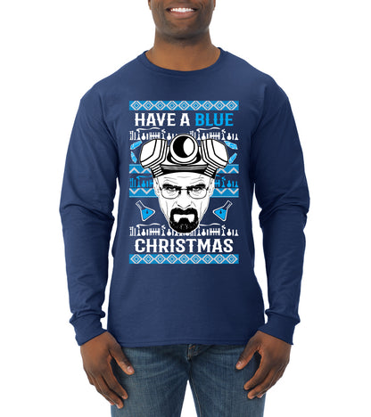 Have a Blue Christmas Walter Breaking TV Christmas, Christmas Gifts, Funny Xmas Gift Idea, Ugly Christmas Sweater Mens Long Sleeve Shirt