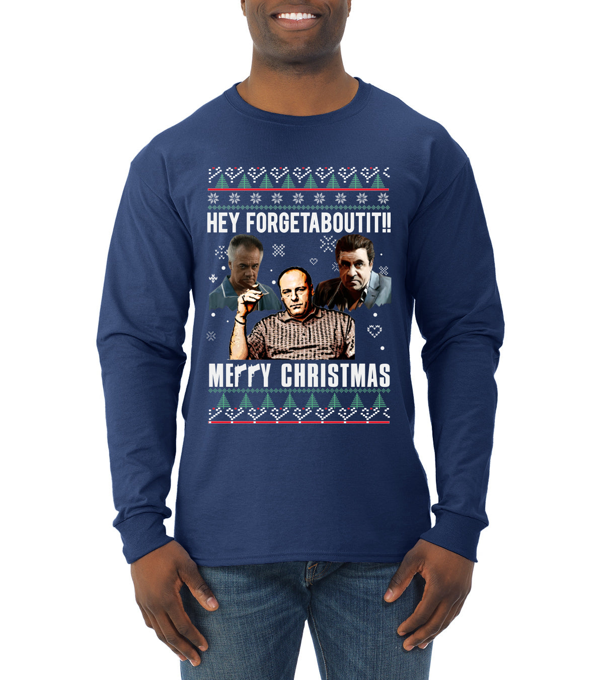 Hey Forgetabout Mery Christmas, Christmas Gifts, Funny Xmas Gift Idea, Ugly Christmas Sweater Mens Long Sleeve Shirt