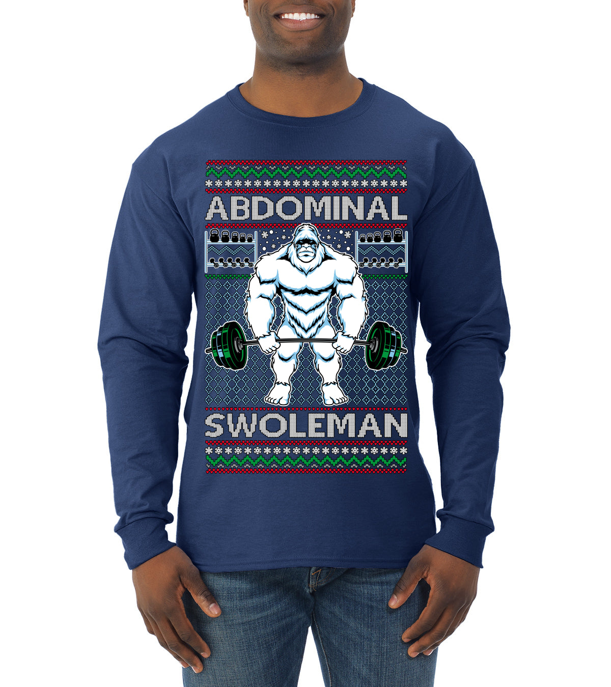 Merry Liftmas Abdominal Swoleman, Christmas Gifts, Funny Xmas Gift Idea, Ugly Christmas Sweater Mens Long Sleeve Shirt