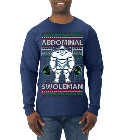 Merry Liftmas Abdominal Swoleman, Christmas Gifts, Funny Xmas Gift Idea, Ugly Christmas Sweater Mens Long Sleeve Shirt