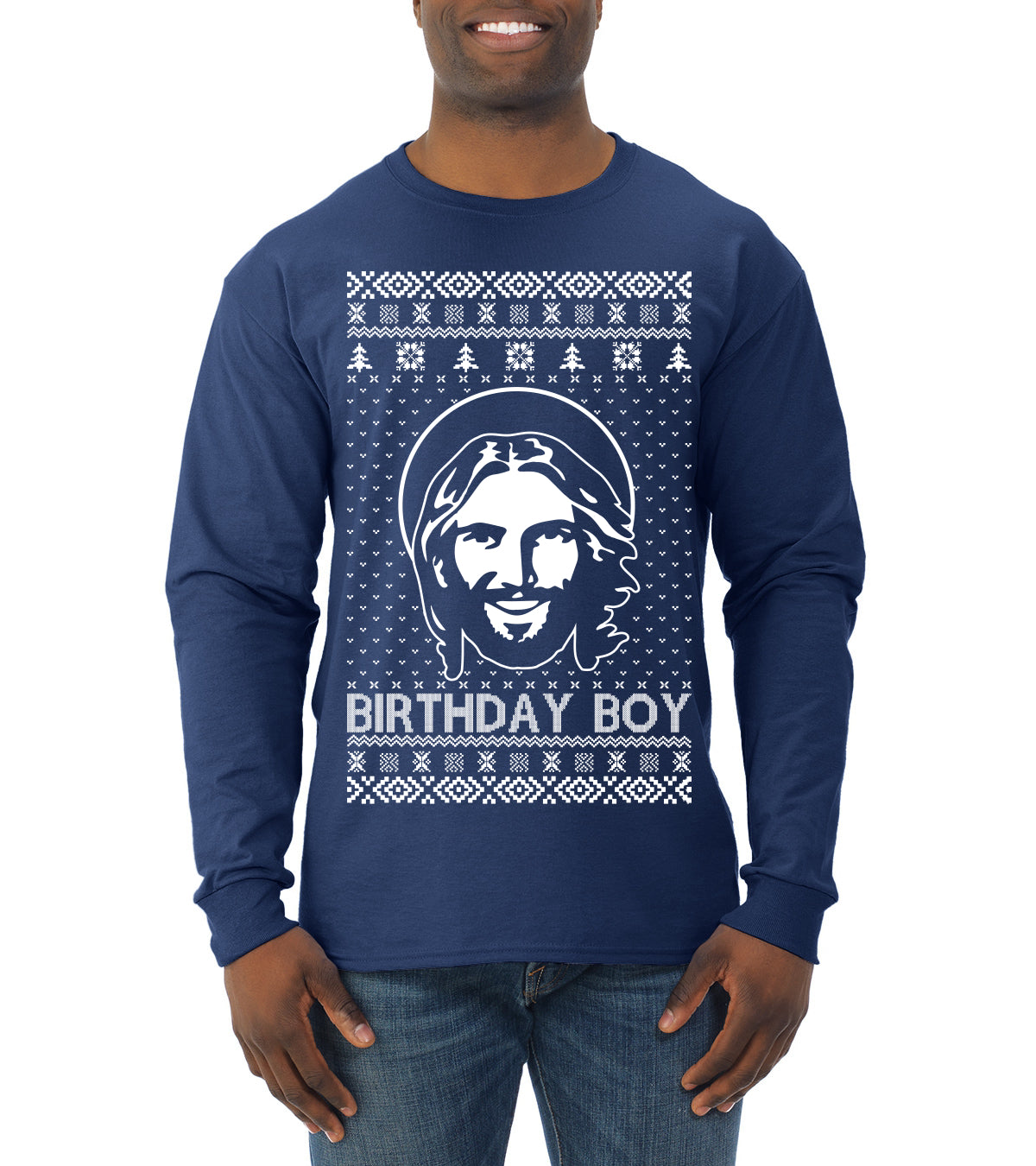 Birthday Boy Jesus Christ, Christmas Gifts, Funny Xmas Gift Idea, Ugly Christmas Sweater Mens Long Sleeve Shirt