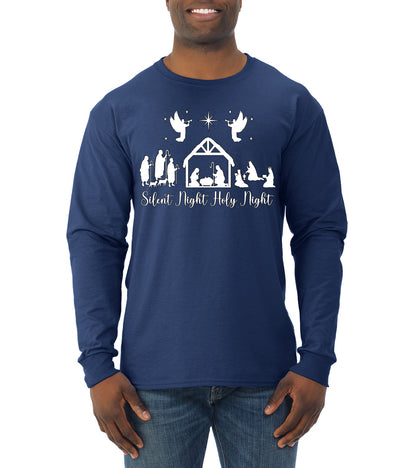 Silent Night Holy Night Religious Jesus Ugly Christmas Sweater, Christmas Gifts, Funny Xmas Gift Idea, Mens Long Sleeve Shirt