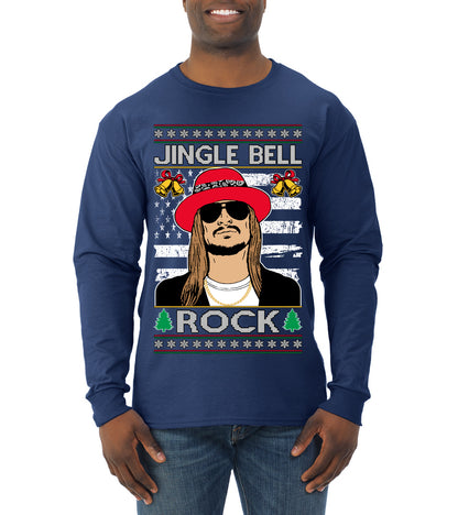 Kid RapperJingle Bell Rock  Country Music, Christmas Gifts, Funny Xmas Gift Idea Ugly Christmas Sweater Mens Long Sleeve Shirt