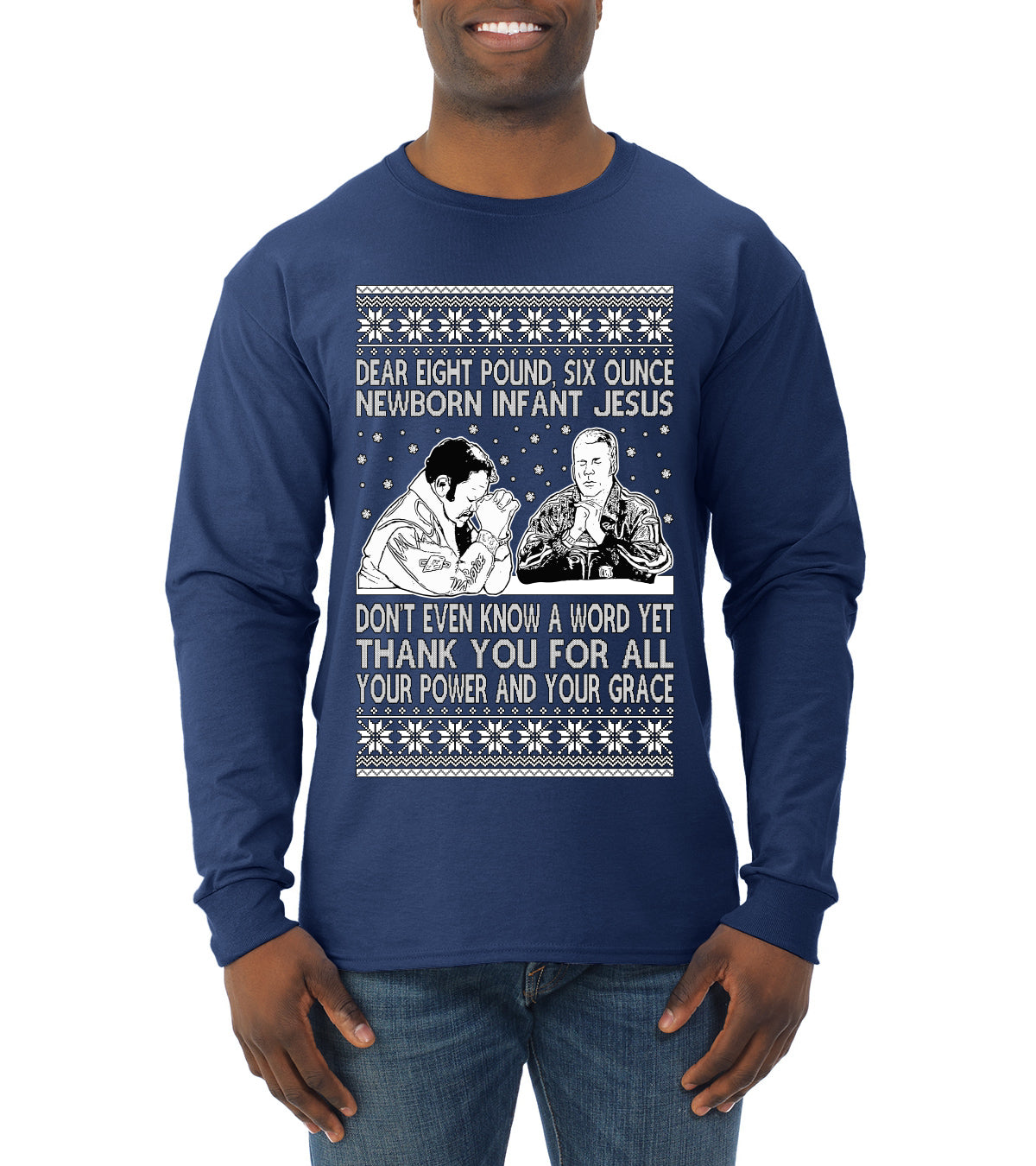 8 Pound 6 Ounce Baby Jesus Shake and Bake, Birthday Jesus,Christmas Gifts, Funny Xmas Gift Idea, Ugly Christmas Sweater Mens Long Sleeve Shirt