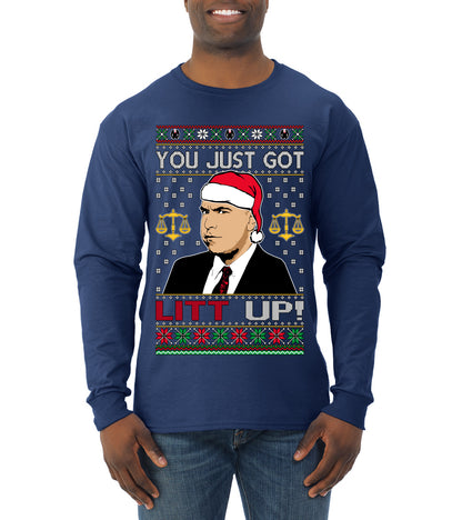Just Got Litt Up Louis, TV Series, Christmas Gifts, Funny Xmas Gift Idea, Ugly Christmas Sweater Mens Long Sleeve Shirt