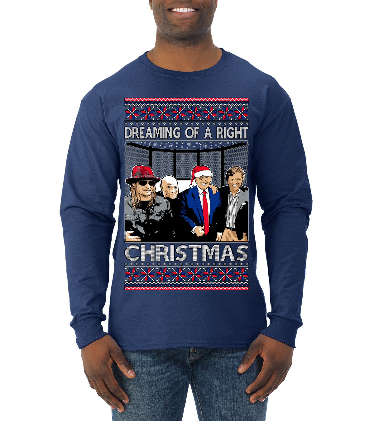 Dreaming Of A Right Christmas, Trump 2024 ,  , Christmas Gifts, Funny Xmas Gift Idea, Ugly Christmas Sweater Mens Long Sleeve Shirt