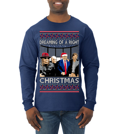 Dreaming Of A Right Christmas, Trump 2024 ,  , Christmas Gifts, Funny Xmas Gift Idea, Ugly Christmas Sweater Mens Long Sleeve Shirt