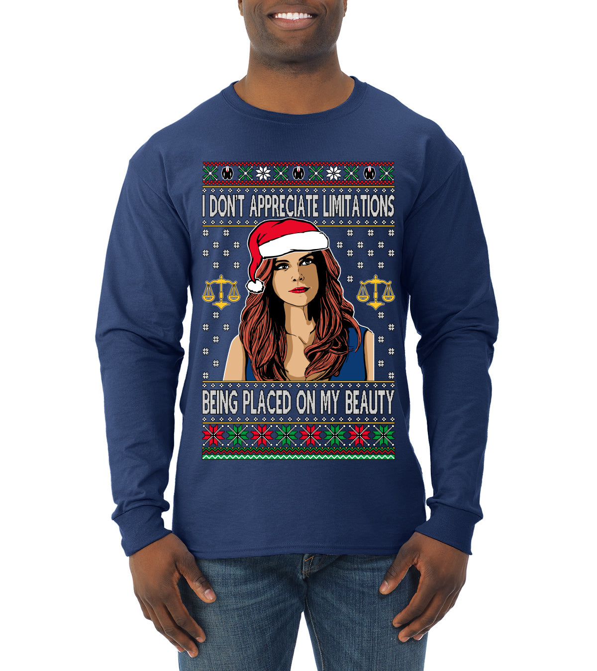 Donna TV Show Parody Don't Appreciate Limitations Being Placed, Christmas Gifts, Funny Xmas Gift Idea, Ugly Christmas Sweater Mens Long Sleeve Shirt