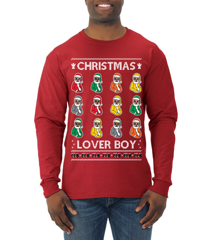 Christmas Lover Boy Funny Santa Rapper, Christmas Gifts, Funny Xmas Gift Idea, Ugly Christmas Sweater Mens Long Sleeve Shirt