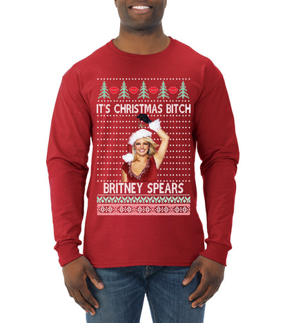 It's Christmas Bitch Britney, Christmas Gifts, Funny Xmas Gift Idea, Ugly Christmas  Mens Long Sleeve Shirt