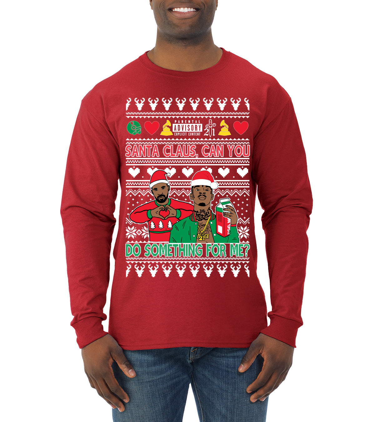 Santa Claus, Can You Do Something For Me? ,Christmas Gifts, Funny Xmas Gift Idea, Ugly Christmas Sweater Mens Long Sleeve Shirt