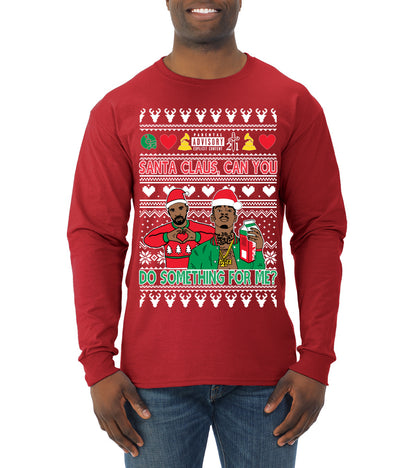 Santa Claus, Can You Do Something For Me? ,Christmas Gifts, Funny Xmas Gift Idea, Ugly Christmas Sweater Mens Long Sleeve Shirt