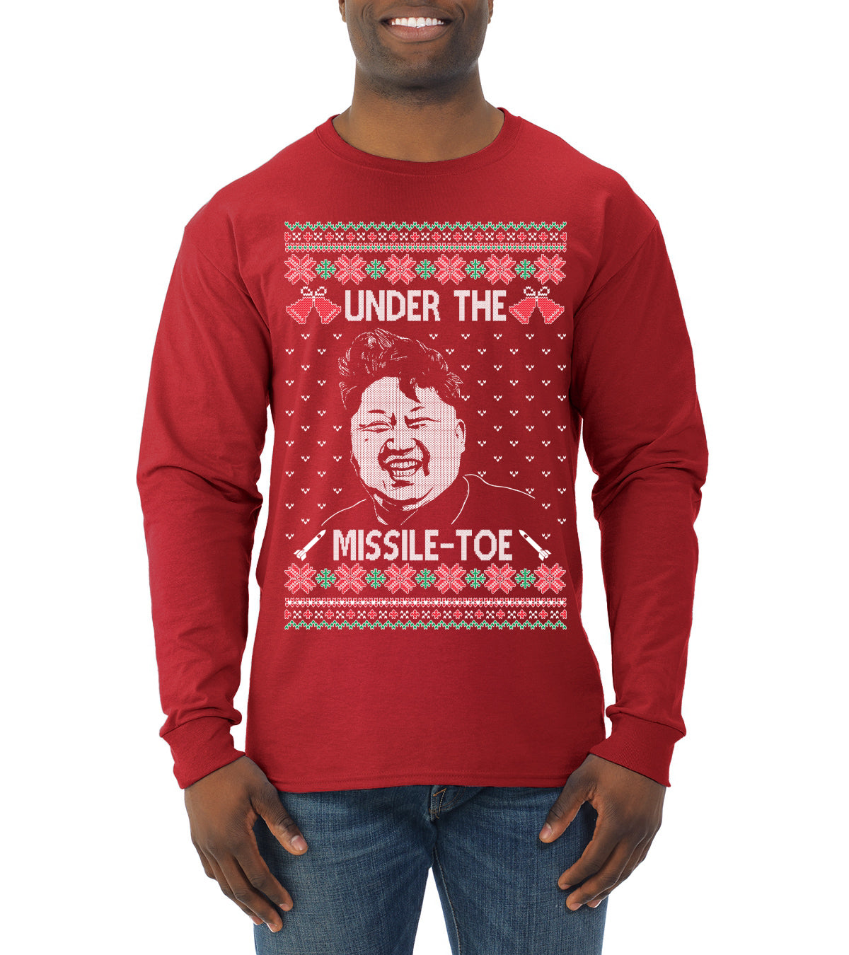 Under The Missle Toe ,Christmas Gifts, Funny Xmas Gift Idea, Ugly Christmas Sweater Mens Long Sleeve Shirt