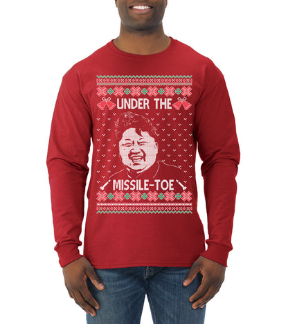 Under The Missle Toe ,Christmas Gifts, Funny Xmas Gift Idea, Ugly Christmas Sweater Mens Long Sleeve Shirt