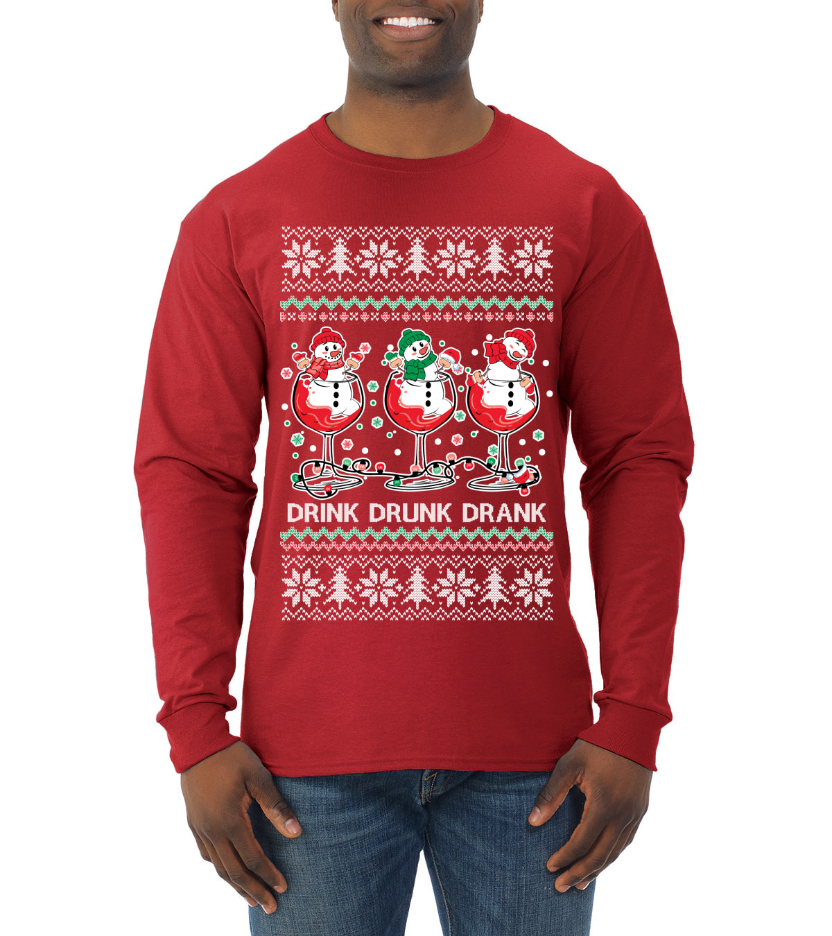 Holiday Spirits Drink Drank Drunk Snowmen, Christmas Gifts, Funny Xmas Gift Idea, Ugly Christmas  Mens Long Sleeve Shirt