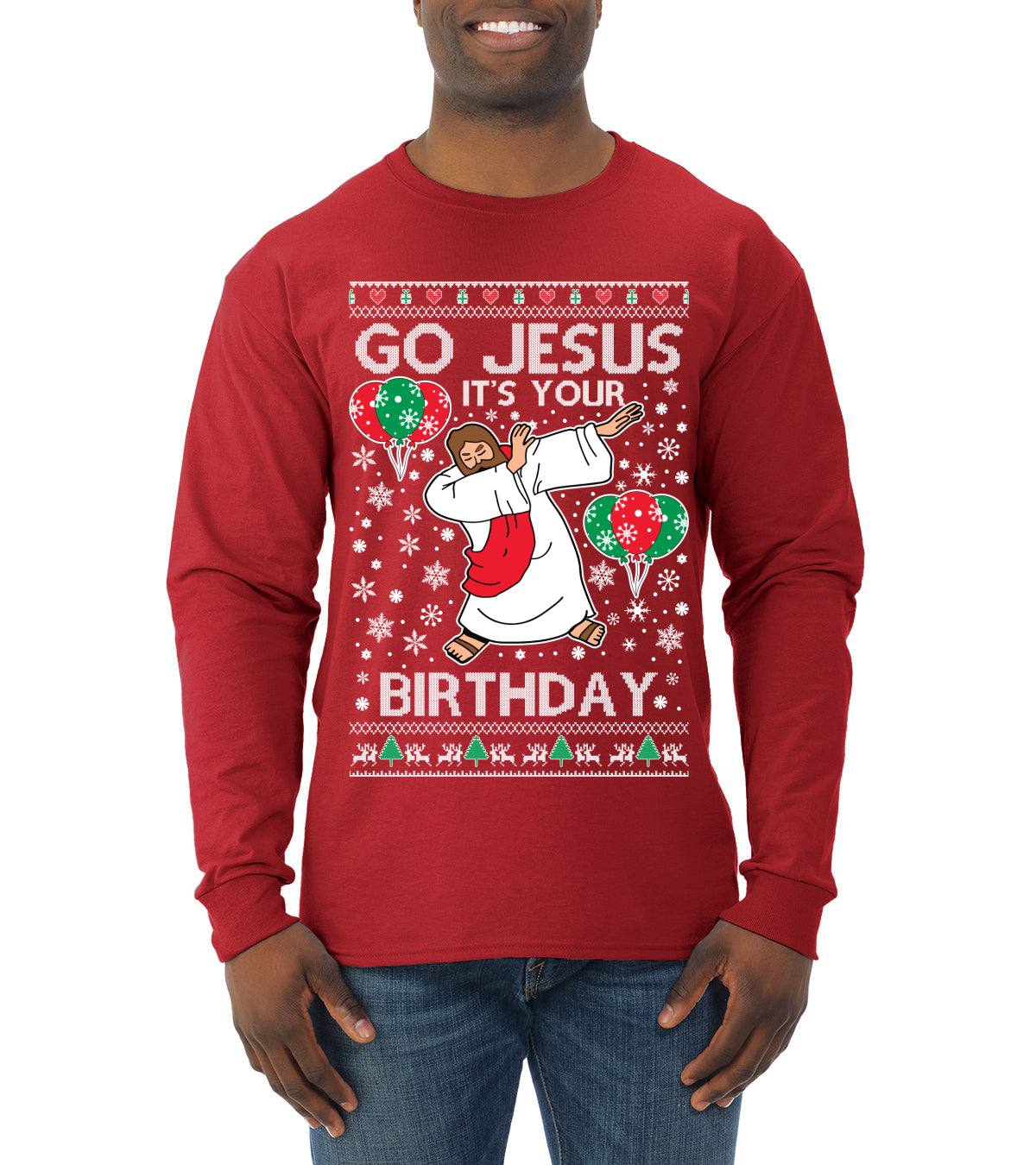 Go Jesus It's Your Birthday, Jesus Birthday, Christmas Gifts, Funny Xmas Gift Idea, Ugly Christmas  Mens Long Sleeve Shirt