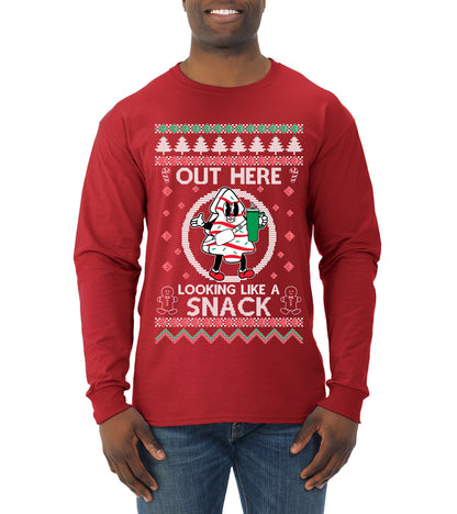 Out Here Looking Like A Snack Cookie, Funny Christmas, Christmas Gifts, Funny Xmas Gift Idea, Ugly Christmas  Mens Long Sleeve Shirt