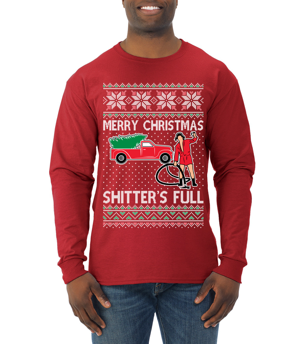 Cousin Eddie Merry Christmas Shitter's Full, Funny Christmas, Christmas Gifts, Funny Xmas Gift Idea, Ugly Christmas  Mens Long Sleeve Shirt