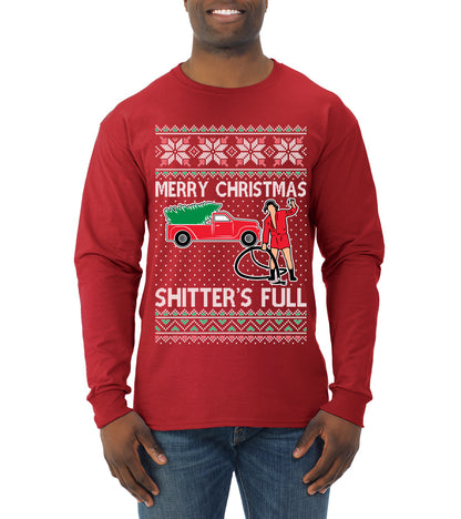 Cousin Eddie Merry Christmas Shitter's Full, Funny Christmas, Christmas Gifts, Funny Xmas Gift Idea, Ugly Christmas  Mens Long Sleeve Shirt
