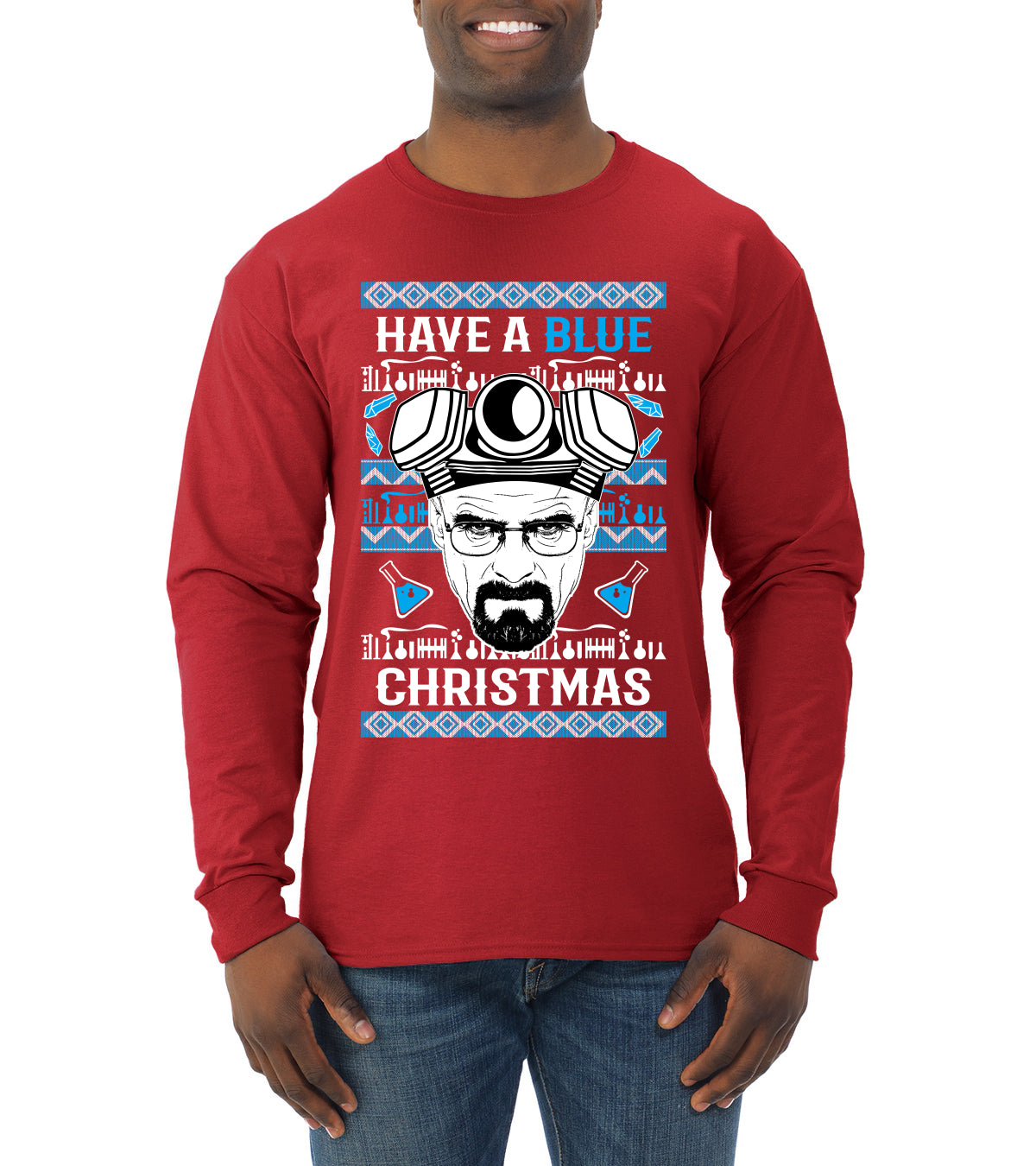 Have a Blue Christmas Walter Breaking TV Christmas, Christmas Gifts, Funny Xmas Gift Idea, Ugly Christmas Sweater Mens Long Sleeve Shirt