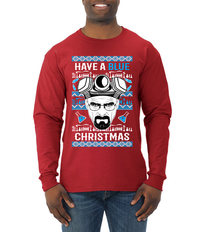 Have a Blue Christmas Walter Breaking TV Christmas, Christmas Gifts, Funny Xmas Gift Idea, Ugly Christmas Sweater Mens Long Sleeve Shirt
