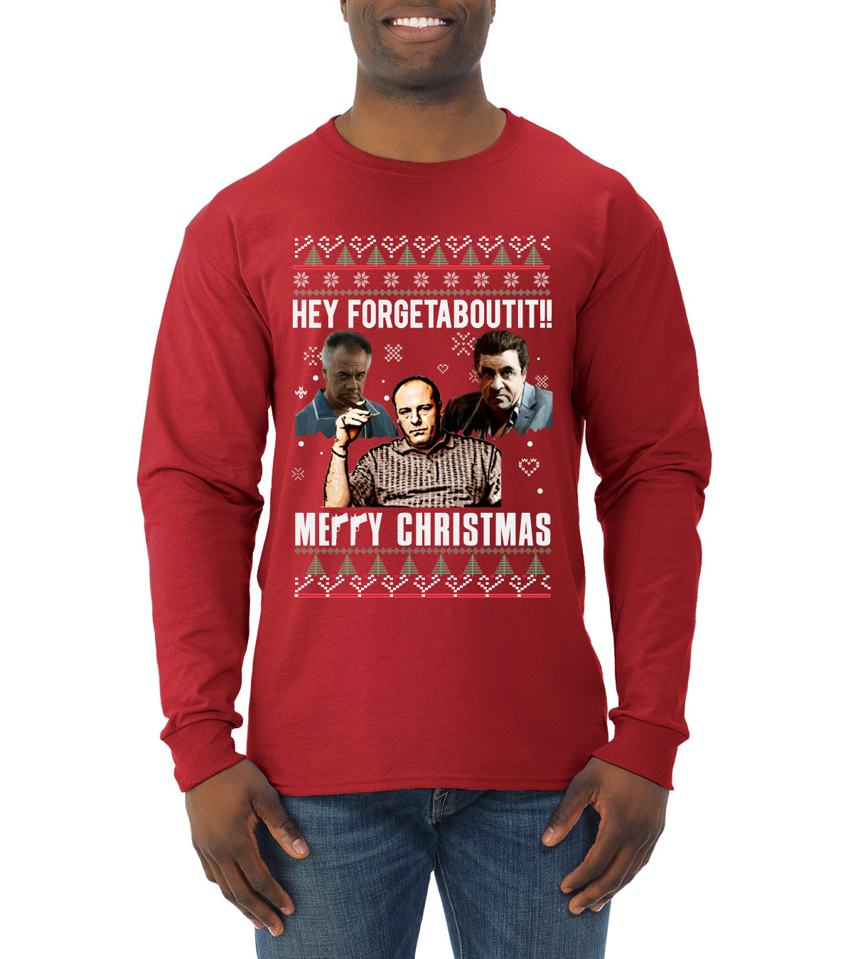Hey Forgetabout Mery Christmas, Christmas Gifts, Funny Xmas Gift Idea, Ugly Christmas Sweater Mens Long Sleeve Shirt