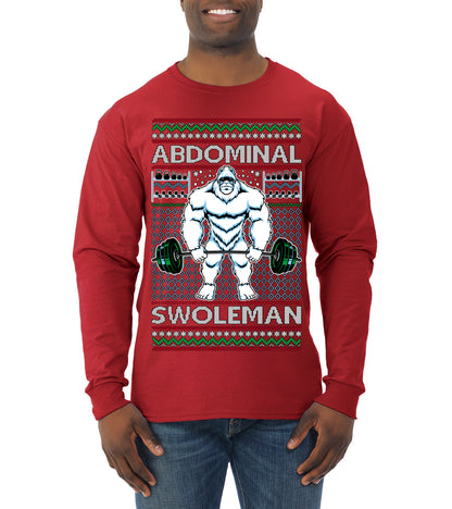Merry Liftmas Abdominal Swoleman, Christmas Gifts, Funny Xmas Gift Idea, Ugly Christmas Sweater Mens Long Sleeve Shirt