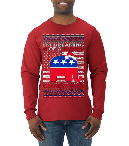 I'm Dreaming Of A Right Christmas GOP, Christmas Gifts, Funny Xmas Gift Idea, Ugly Christmas Sweater Mens Long Sleeve Shirt