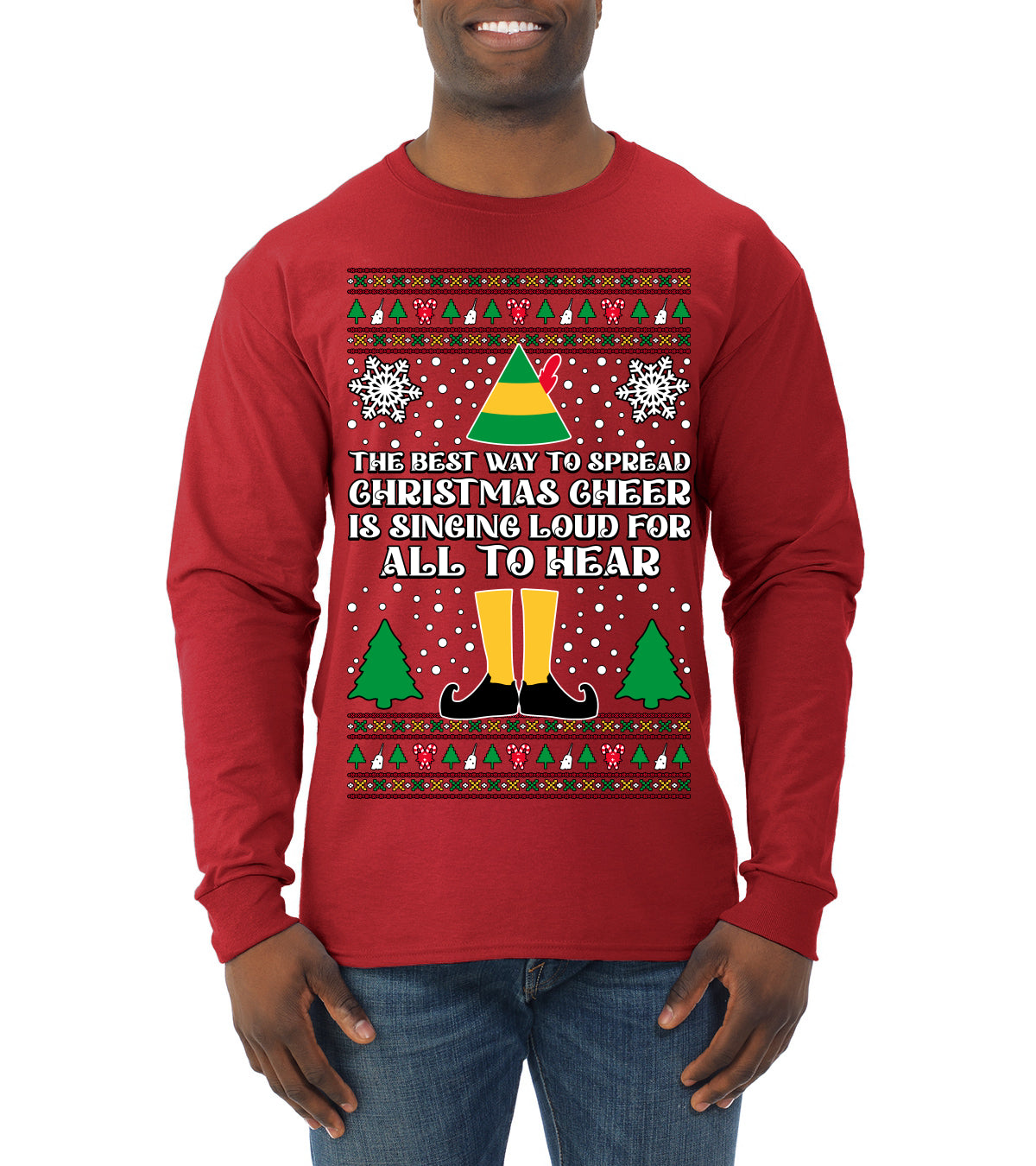 Spread Christmas Cheer Sing Loud For All To Hear, Christmas Gifts, Funny Xmas Gift Idea, Ugly Christmas Sweater Mens Long Sleeve Shirt