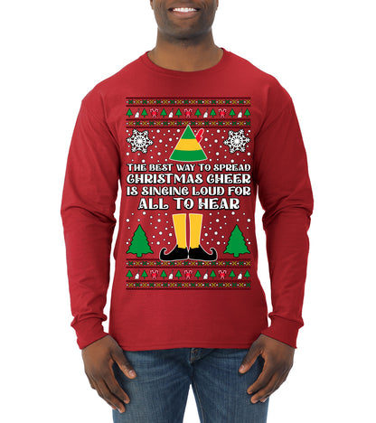 Spread Christmas Cheer Sing Loud For All To Hear, Christmas Gifts, Funny Xmas Gift Idea, Ugly Christmas Sweater Mens Long Sleeve Shirt