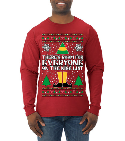 Room For Everyone On The Nice List Christmas Movie Quote, Christmas Gifts, Funny Xmas Gift Idea, Ugly Christmas Sweater Mens Long Sleeve Shirt
