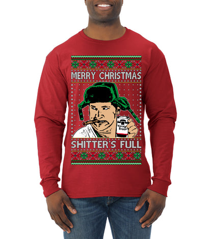 Shitter's Full Cousin Eddie Christmas Family Vacation Ugly Christmas Sweater, Christmas Gifts, Funny Xmas Gift Idea, Mens Long Sleeve Shirt