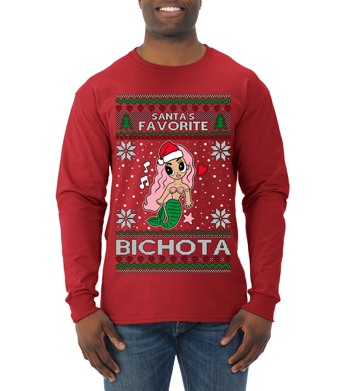 Christmas Karol Santa's Favorite Bichota, Christmas Gifts, Funny Xmas Gift Idea, Ugly Christmas Sweater Mens Long Sleeve Shirt