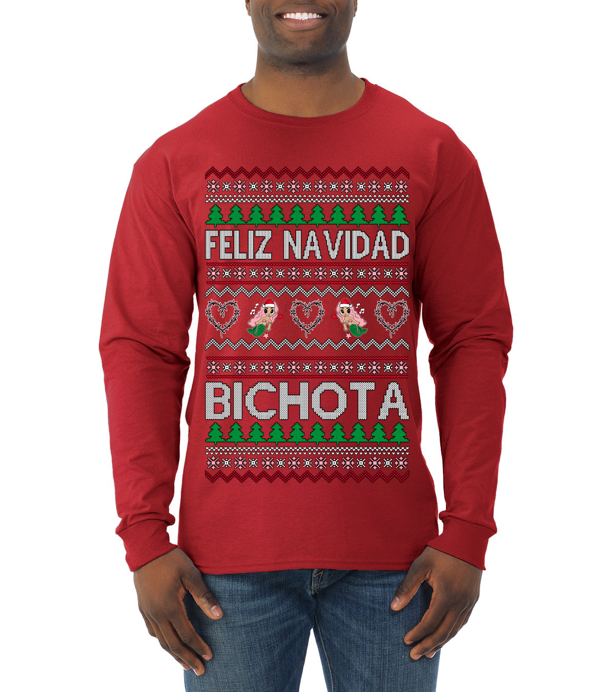 Feliz Navidad Bichota, Christmas Gifts, Funny Xmas Gift Idea, Ugly Christmas Sweater Mens Long Sleeve Shirt