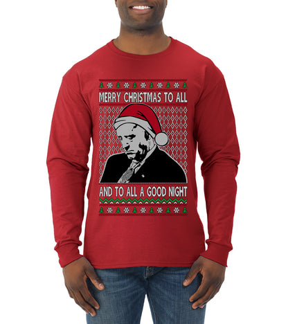 A Good Night Sleepy Joe Merry Xmas To All,Christmas Gifts, Funny Xmas Gift Idea, Ugly Christmas Sweater Mens Long Sleeve Shirt